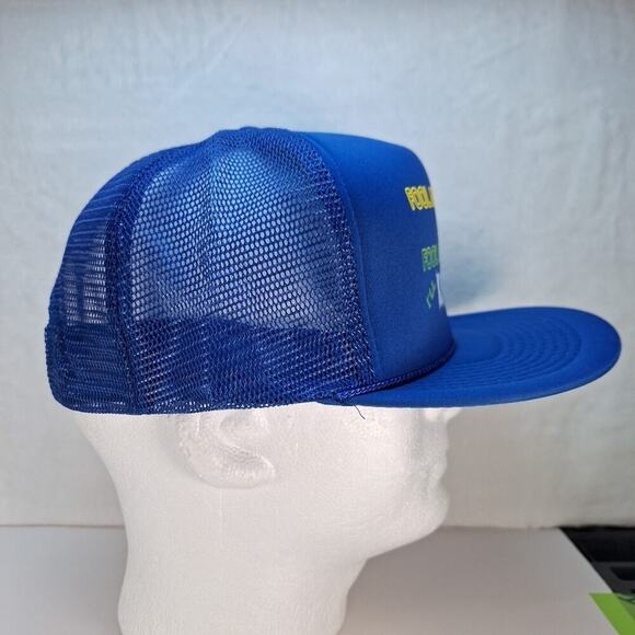 Vintage Funny Saying Trucker Hat Cap Mesh Snapback Blue "I'll Kick Your A$$" - Picture 5 of 8